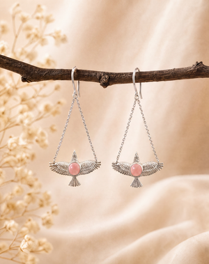 DreamWeaver Rose Quartz Earrings — Silver