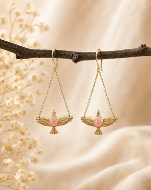 DreamWeaver Rose Quartz Earrings — Gold