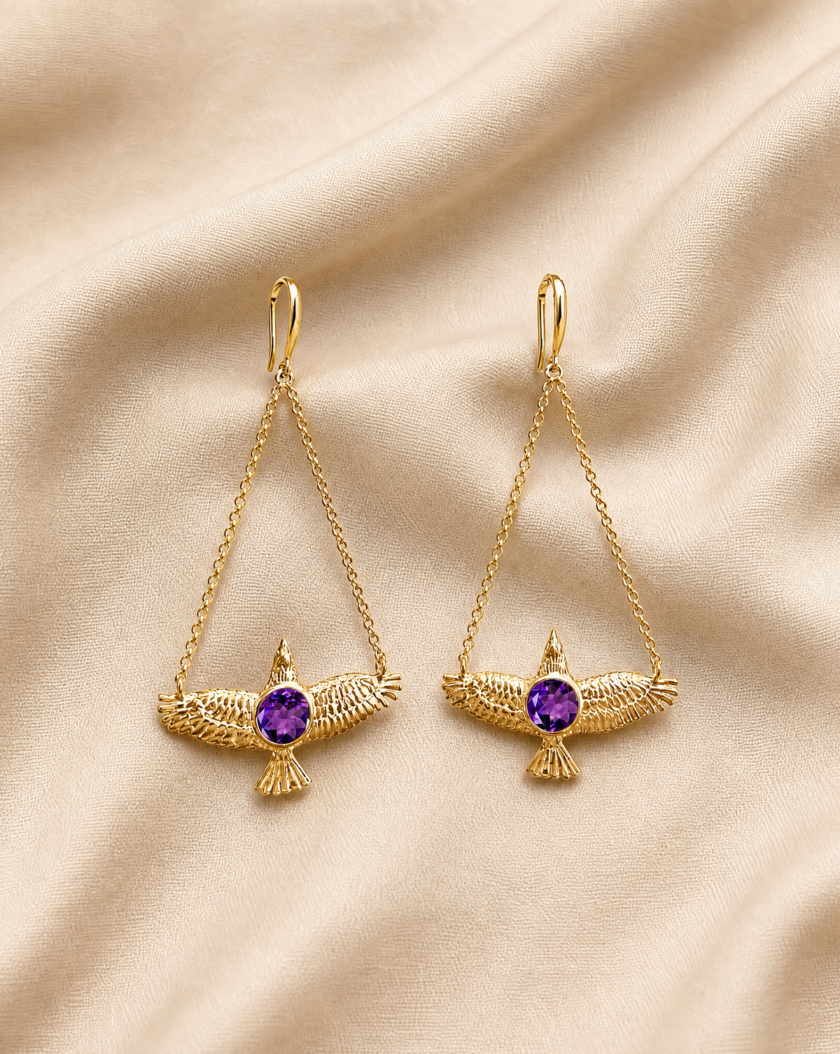 DreamWeaver Amethyst Earrings — Gold