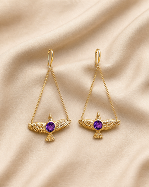 DreamWeaver Amethyst Earrings — Gold
