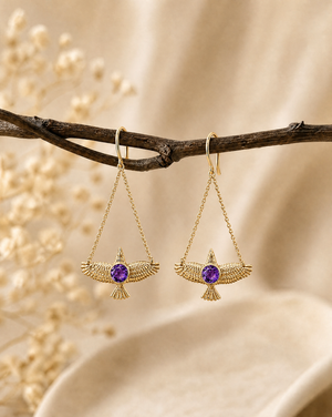 DreamWeaver Amethyst Earrings — Gold