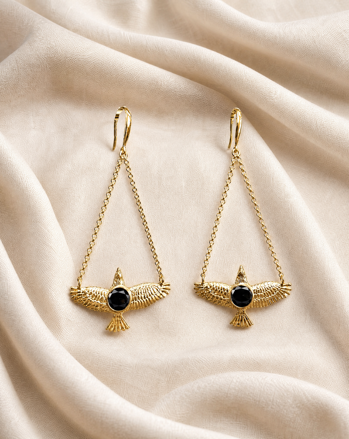 DreamWeaver Black Tourmaline Earrings — Gold