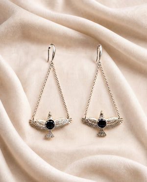 DreamWeaver Black Tourmaline Earrings — Silver