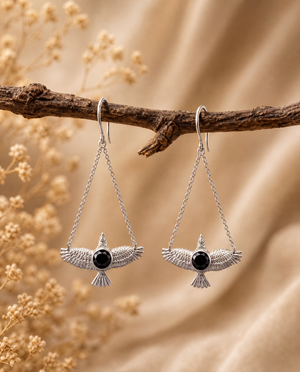 DreamWeaver Black Tourmaline Earrings — Silver
