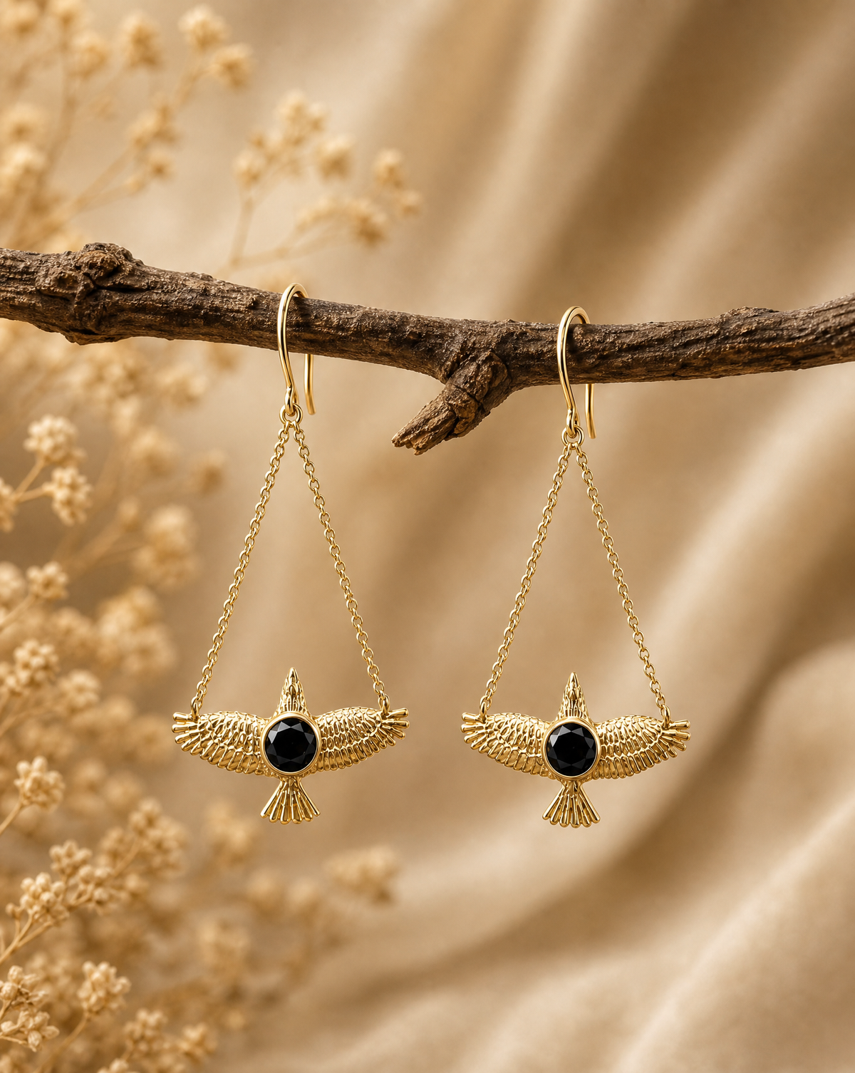 DreamWeaver Black Tourmaline Earrings — Gold