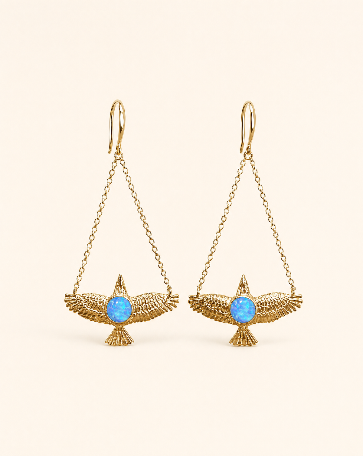 DreamWeaver Blue Opal Earrings — Gold