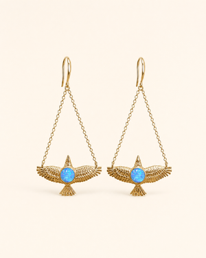 DreamWeaver Blue Opal Earrings — Gold