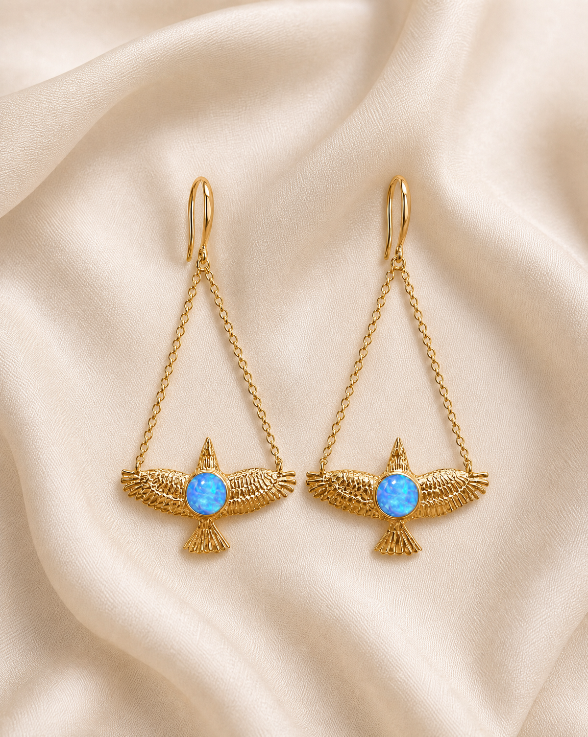 DreamWeaver Blue Opal Earrings — Gold