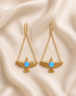 DreamWeaver Blue Opal Earrings — Gold