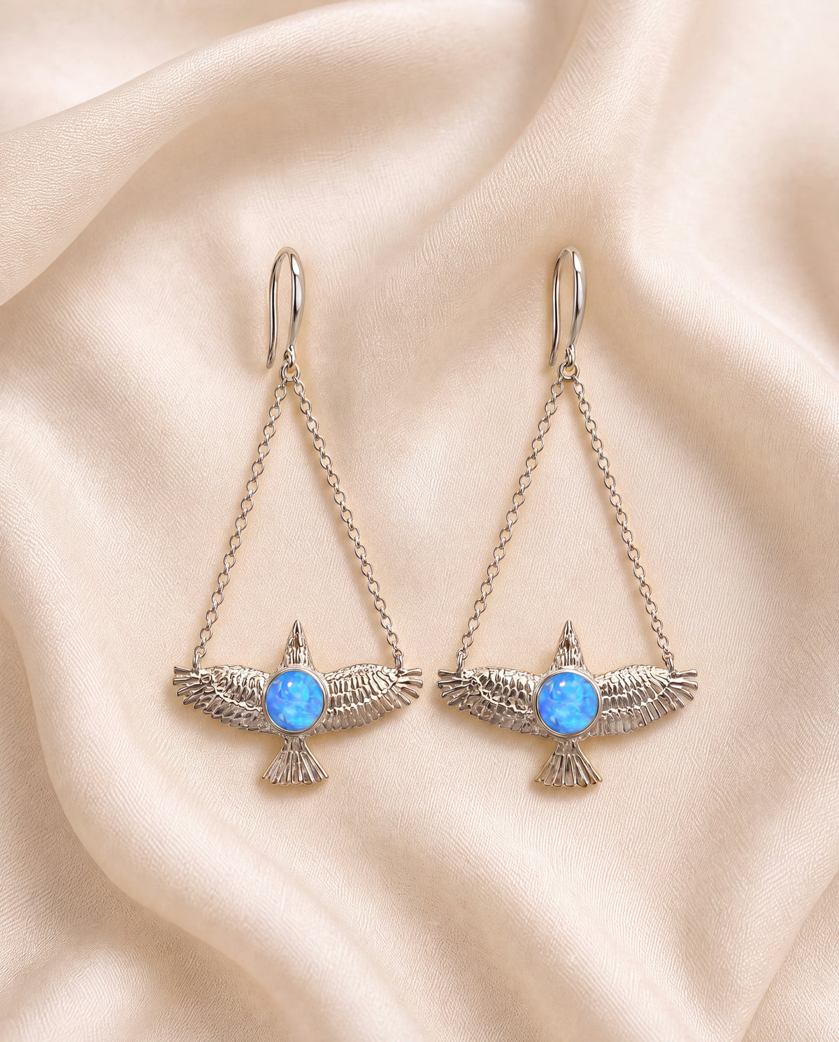DreamWeaver Blue Opal Earrings — Silver