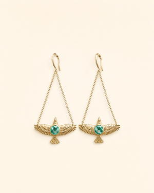DreamWeaver Chrysocolla Earrings — Gold