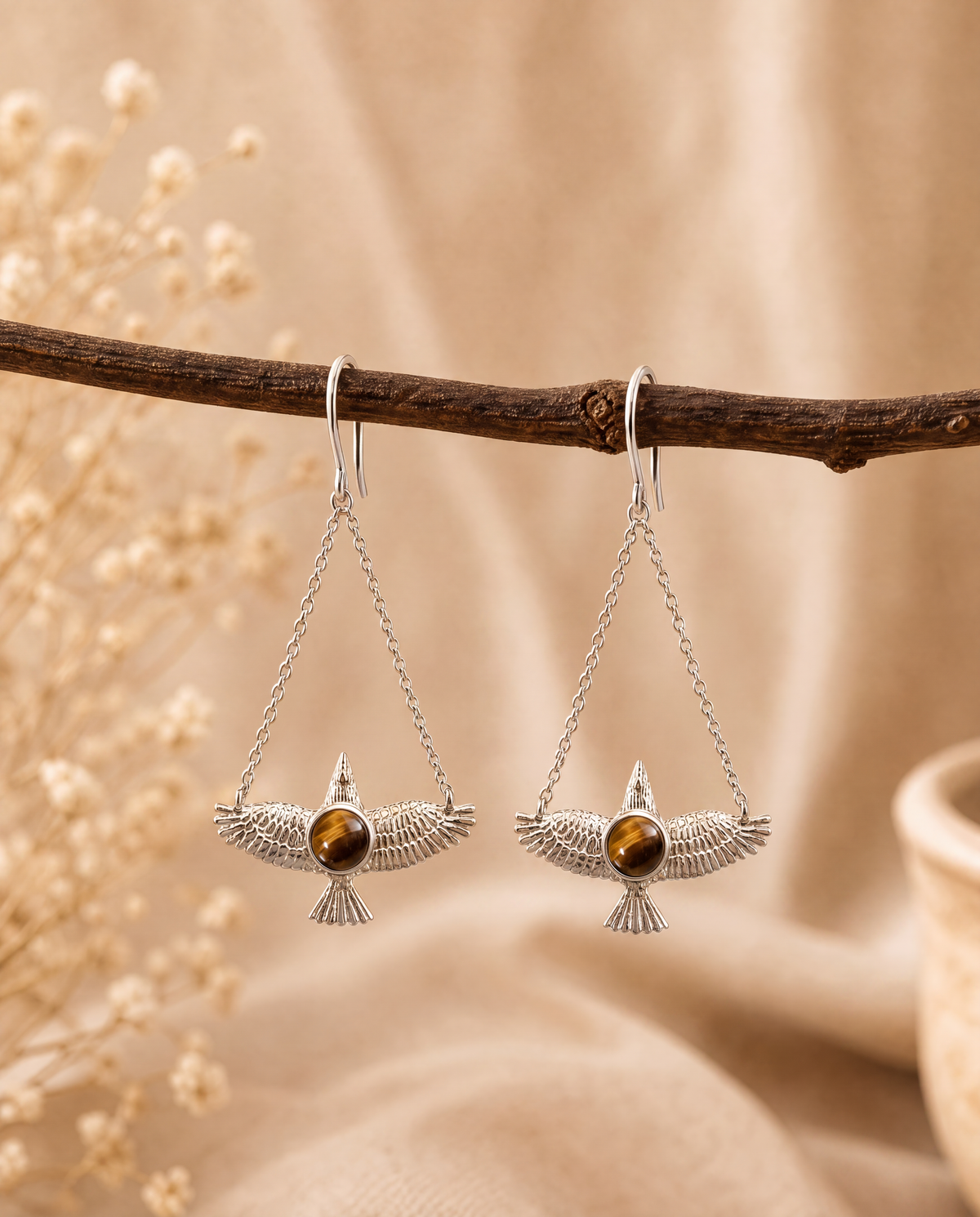 DreamWeaver Tiger's Eye Earrings — Silver