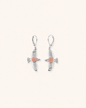 DreamWeaver Rose Quartz Drop Earrings — Silver