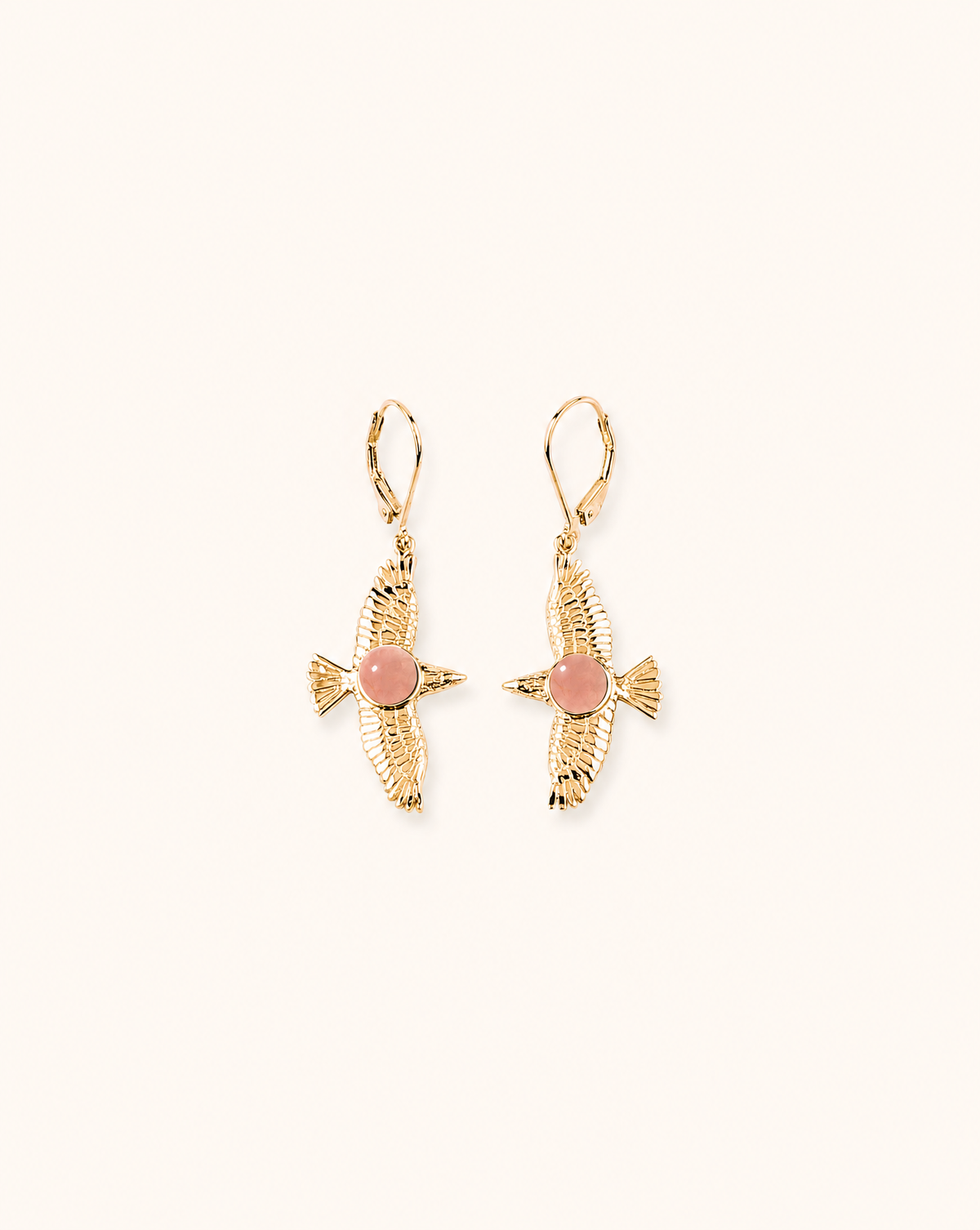 DreamWeaver Rose Quartz Drop Earrings — Gold