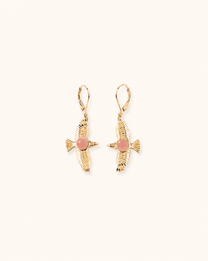 DreamWeaver Rose Quartz Drop Earrings — Gold