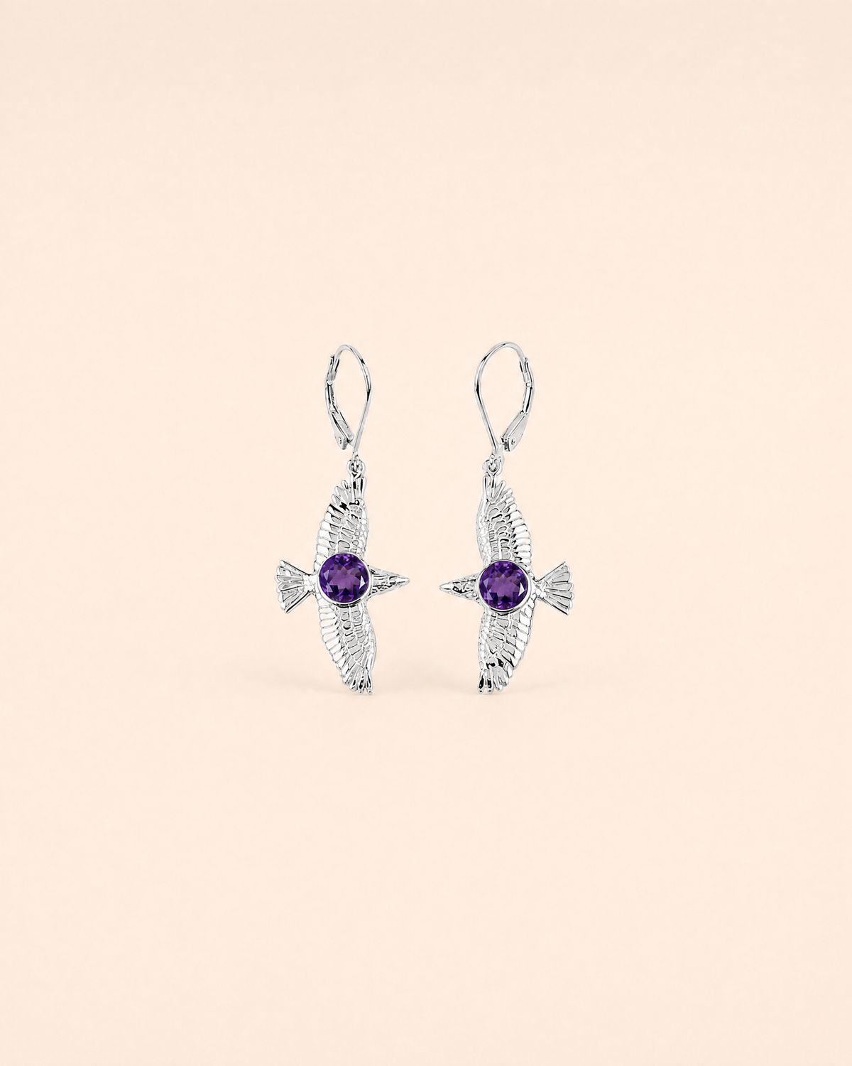 DreamWeaver Amethyst Drop Earrings — Silver