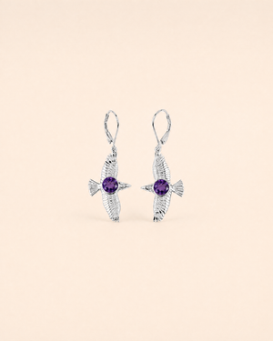 DreamWeaver Amethyst Drop Earrings — Silver