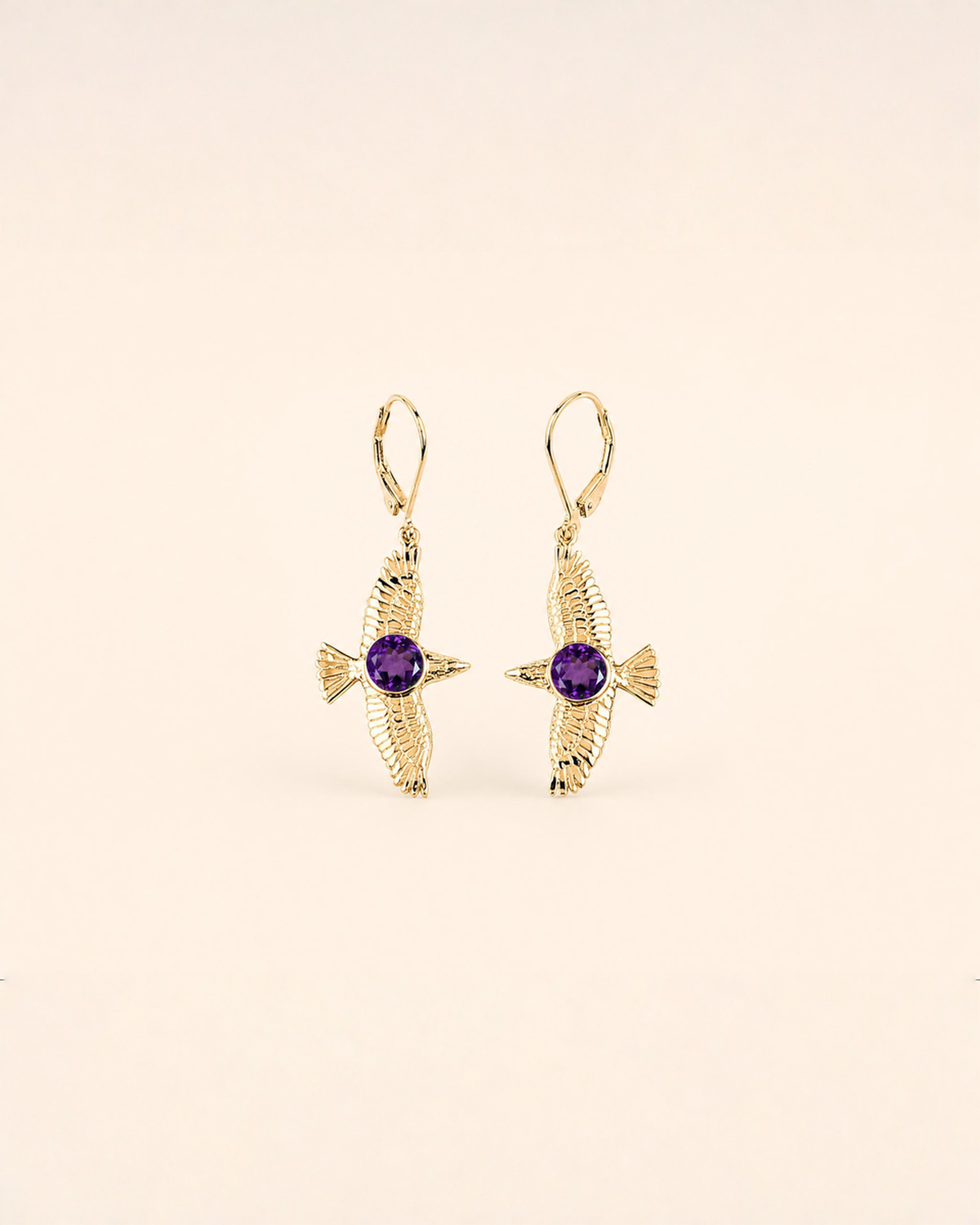 DreamWeaver Amethyst Drop Earrings — Gold