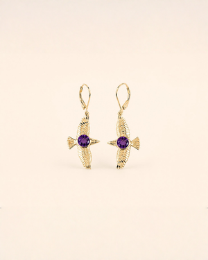 DreamWeaver Amethyst Drop Earrings — Gold