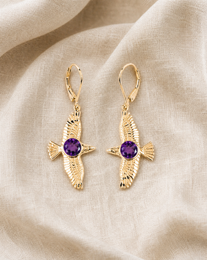 DreamWeaver Amethyst Drop Earrings — Gold