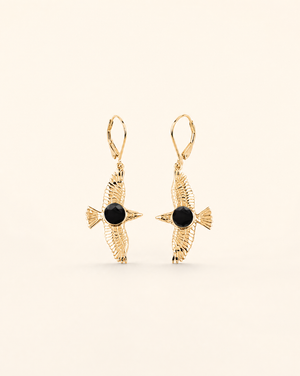 DreamWeaver Black Tourmaline Drop Earrings — Gold