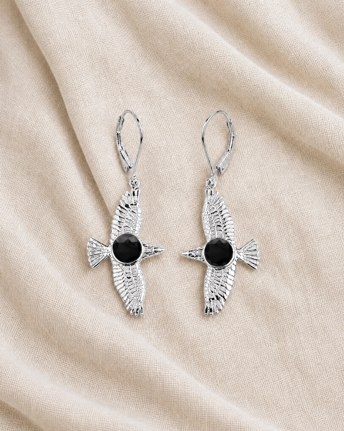 DreamWeaver Black Tourmaline Drop Earrings — Silver