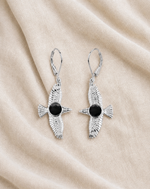 DreamWeaver Black Tourmaline Drop Earrings — Silver