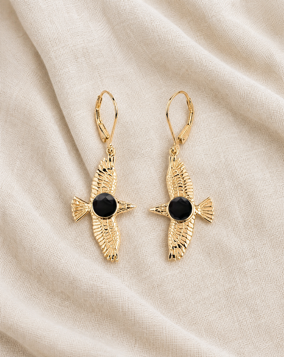 DreamWeaver Black Tourmaline Drop Earrings — Gold
