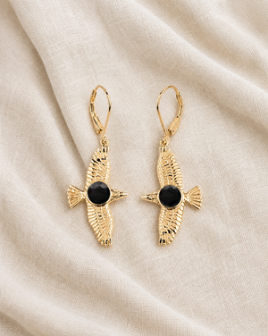 DreamWeaver Black Tourmaline Drop Earrings — Gold