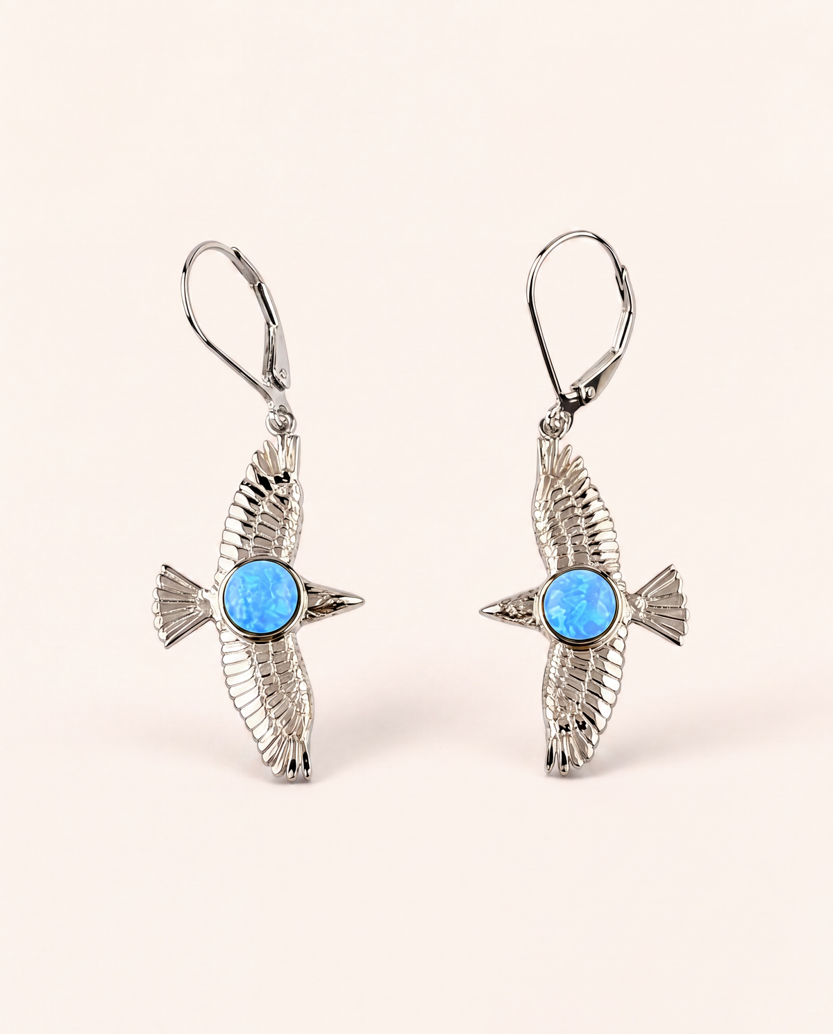 DreamWeaver Blue Opal Drop Earrings — Silver