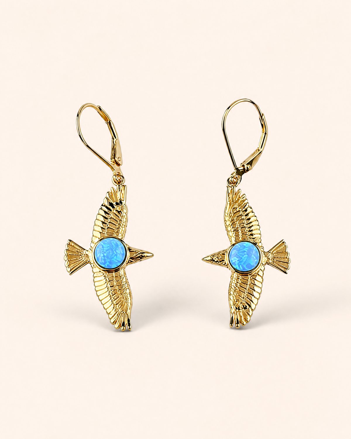 DreamWeaver Blue Opal Drop Earrings — Gold