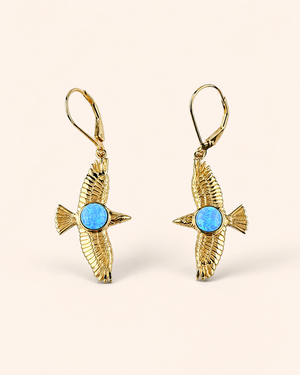 DreamWeaver Blue Opal Drop Earrings — Gold