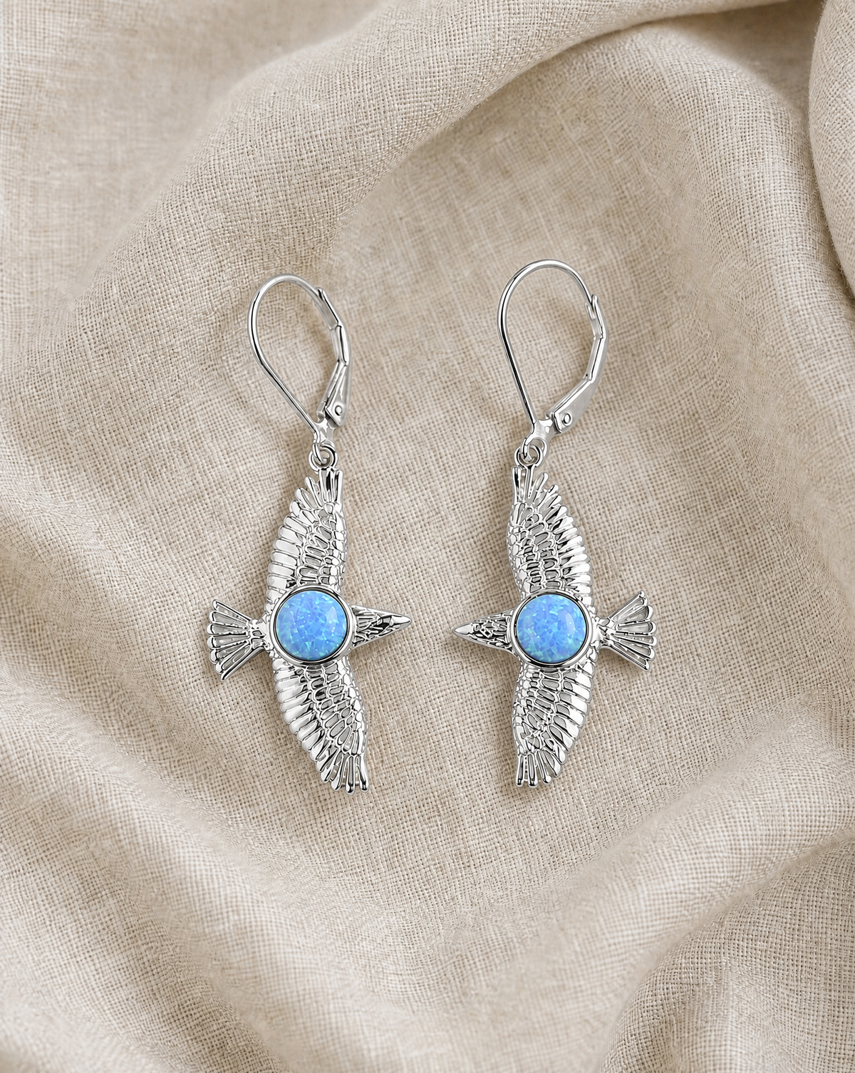 DreamWeaver Blue Opal Drop Earrings — Silver
