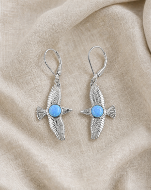 DreamWeaver Blue Opal Drop Earrings — Silver