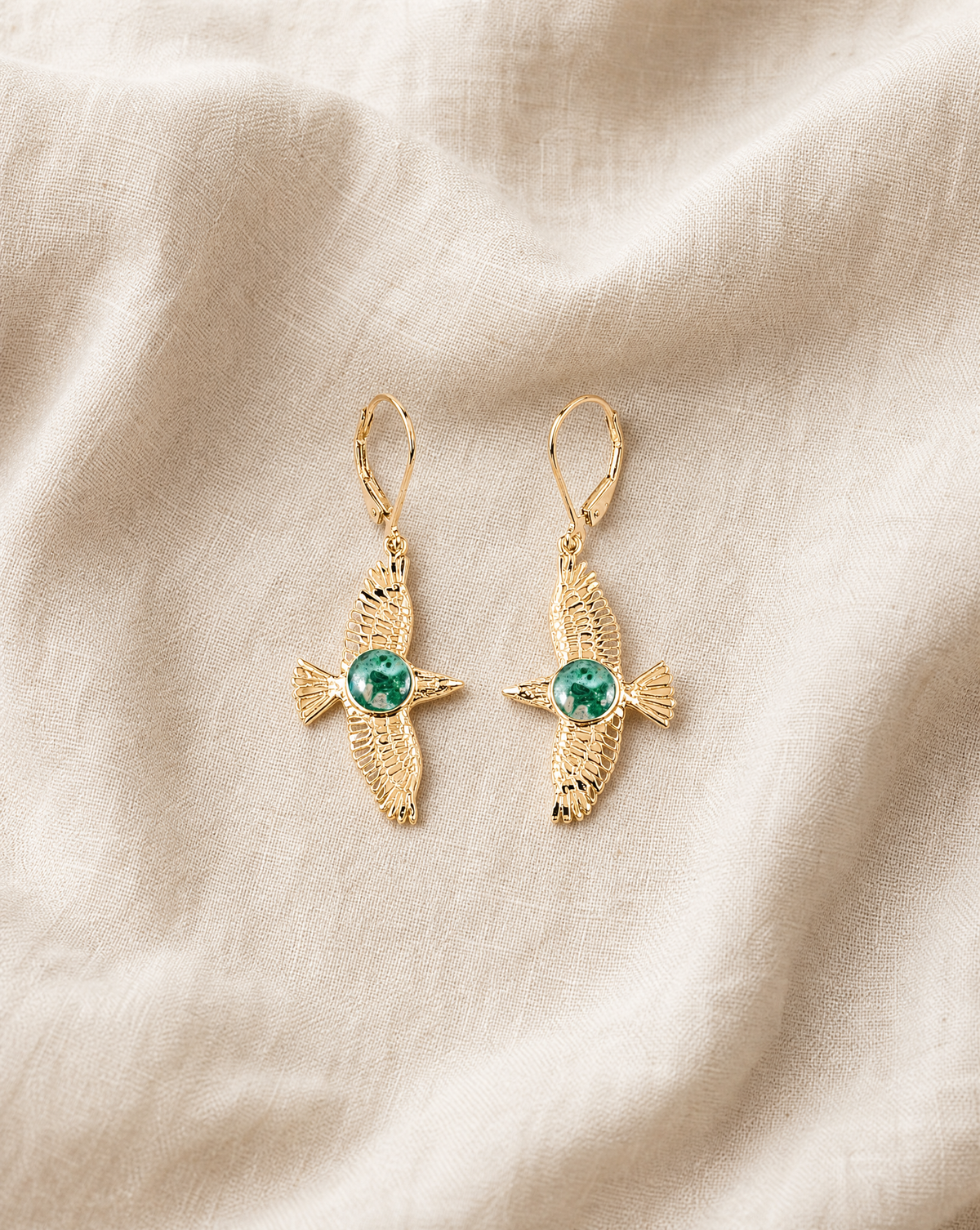 DreamWeaver Chrysocolla Drop Earrings — Gold