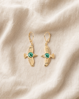 DreamWeaver Chrysocolla Drop Earrings — Gold
