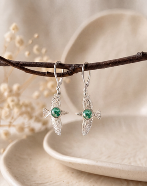 DreamWeaver Chrysocolla Drop Earrings — Silver