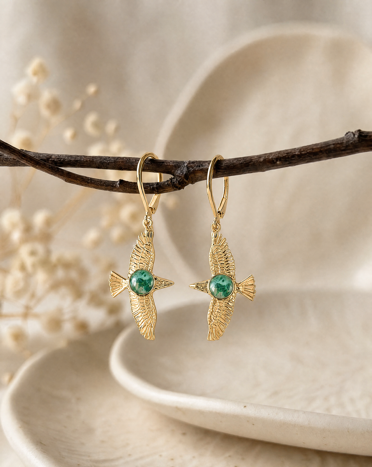 DreamWeaver Chrysocolla Drop Earrings — Gold
