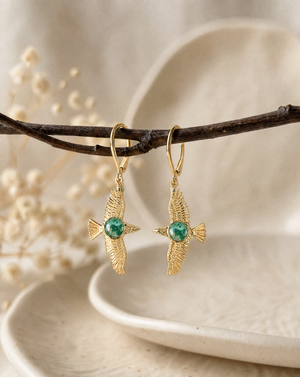 DreamWeaver Chrysocolla Drop Earrings — Gold