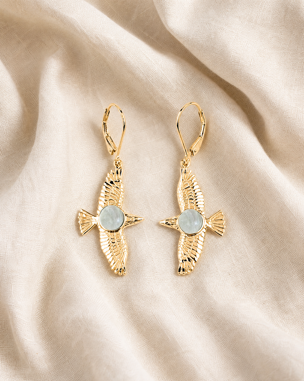 DreamWeaver Clear Quartz Drop Earrings — Gold