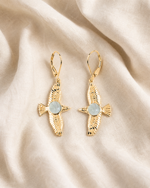 DreamWeaver Clear Quartz Drop Earrings — Gold