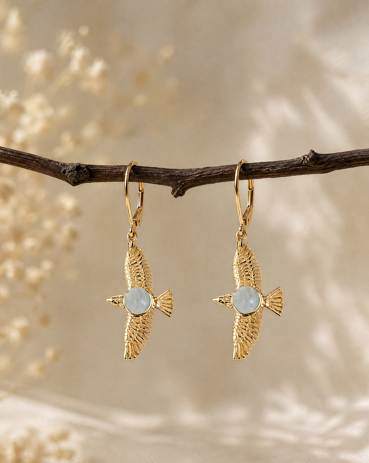 DreamWeaver Clear Quartz Drop Earrings — Gold