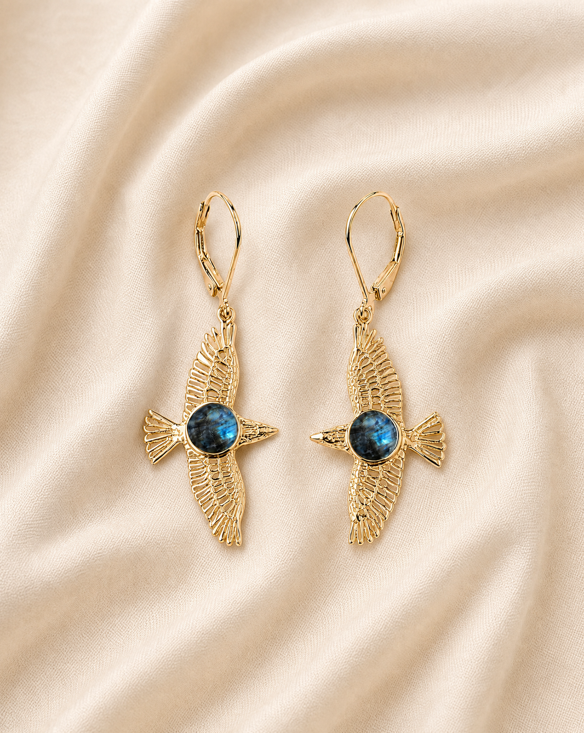DreamWeaver Labradorite Drop Earrings — Gold