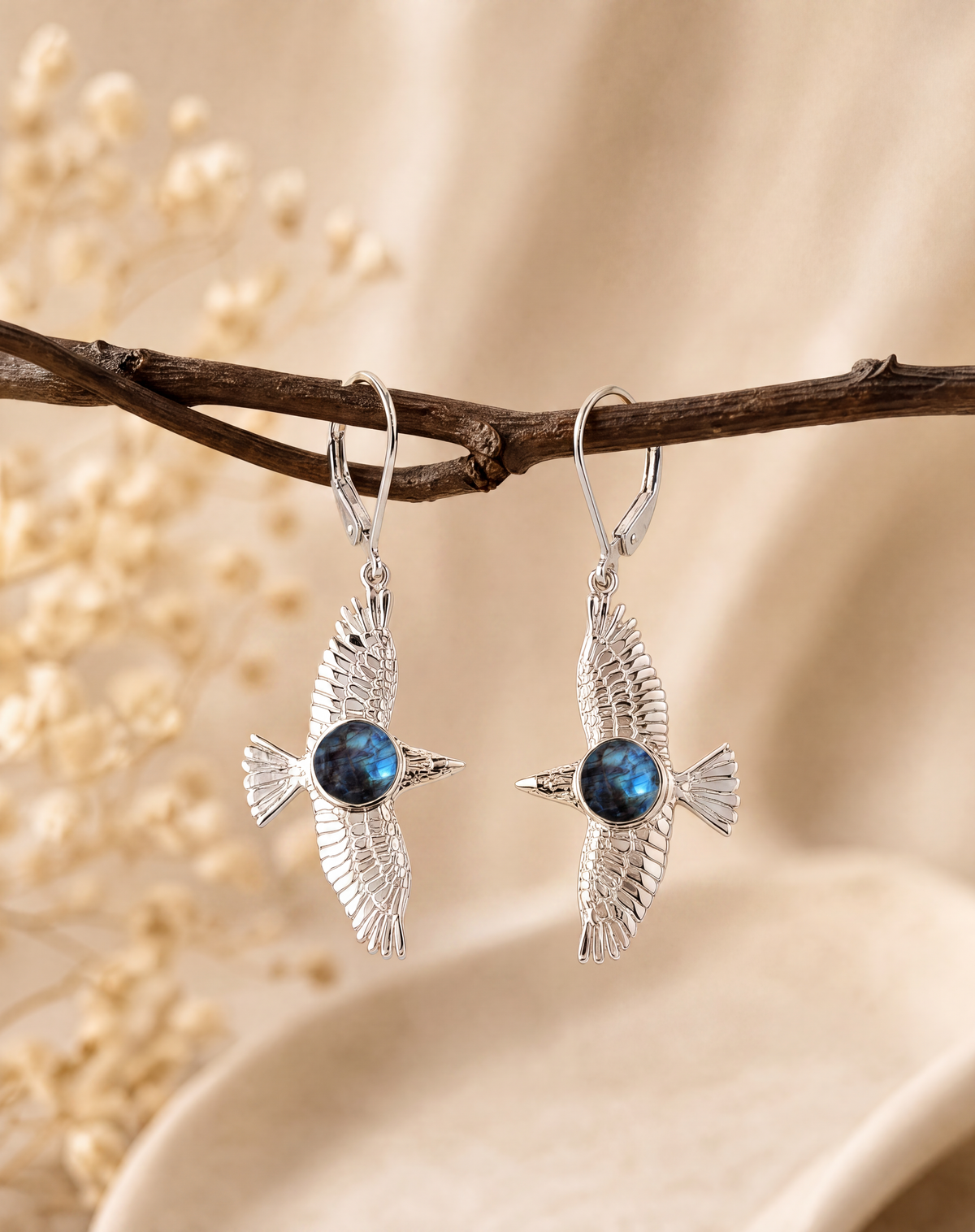 DreamWeaver Labradorite Drop Earrings — Silver