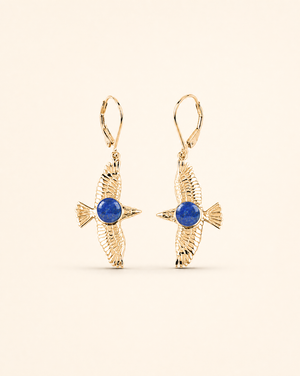 DreamWeaver Lapis Drop Earrings — Gold