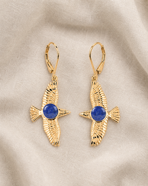 DreamWeaver Lapis Drop Earrings — Gold