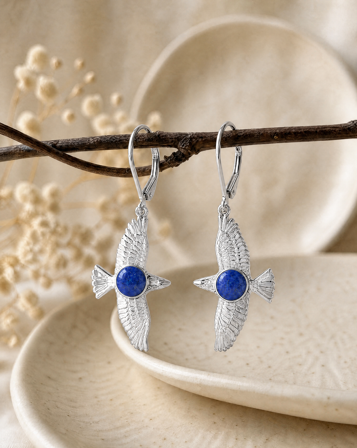 DreamWeaver Lapis Drop Earrings — Silver