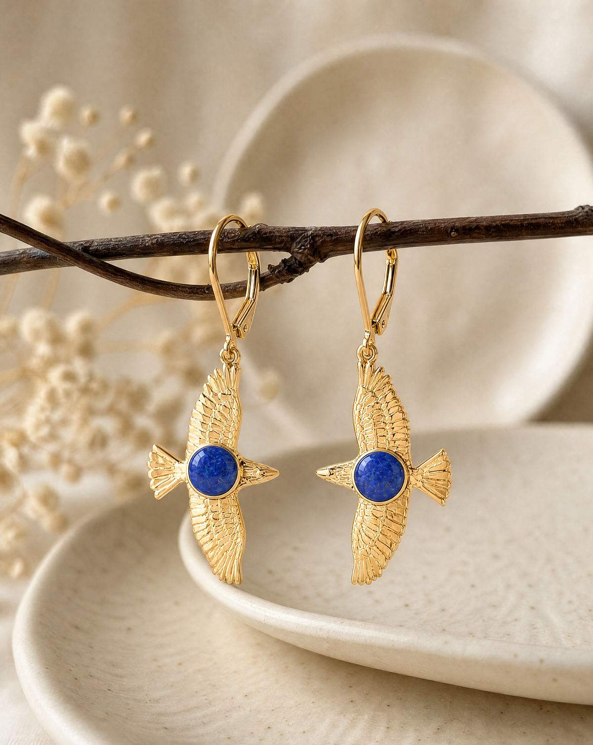 DreamWeaver Lapis Drop Earrings — Gold