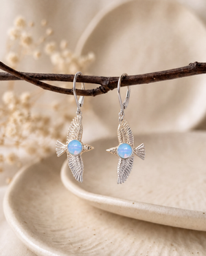 DreamWeaver Opalite Drop Earrings — Silver
