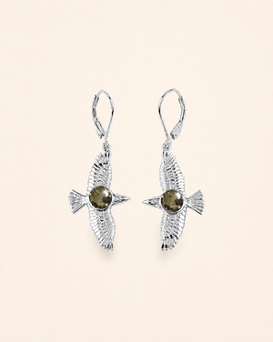 DreamWeaver Pyrite Drop Earrings — Silver